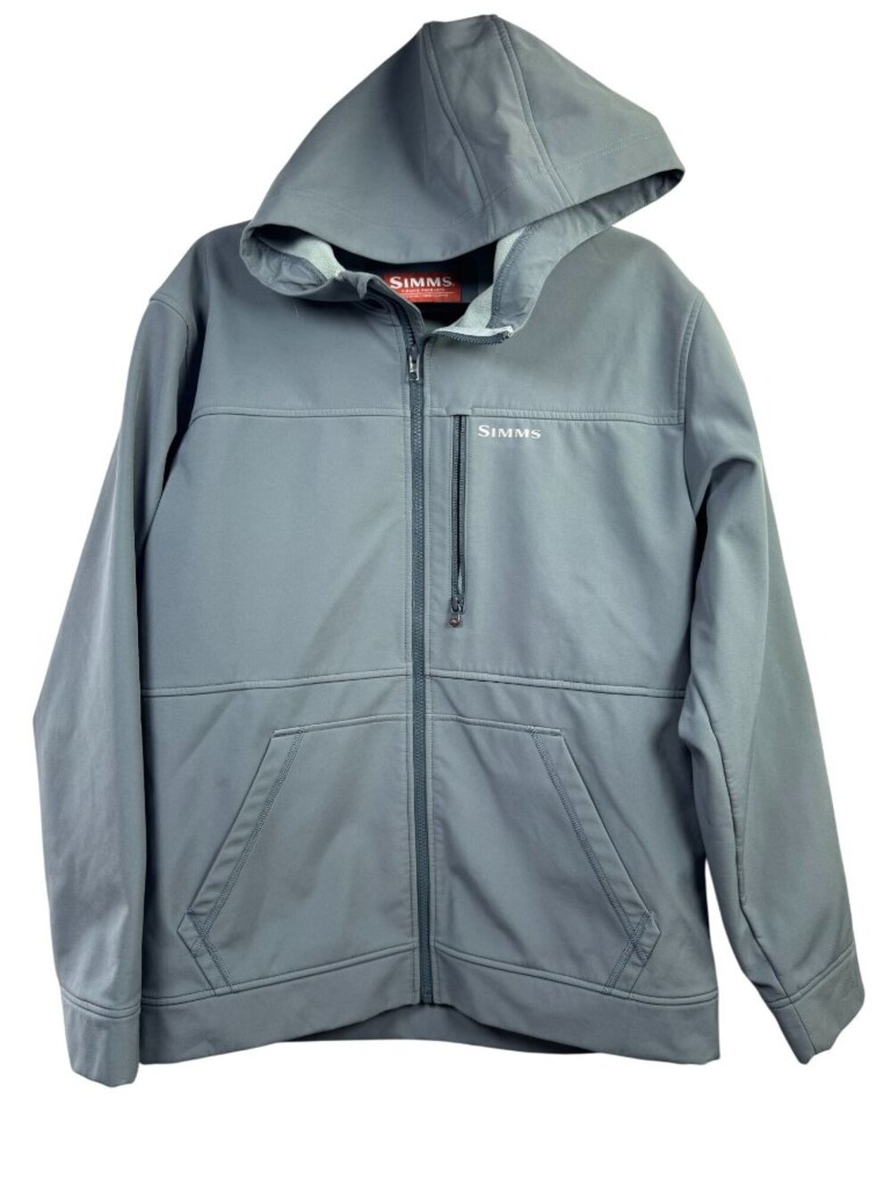 Simms Mens Rogue Hooded Zip Up Jacket Large Gray Fleece Lined Outdoor Fishing Ou